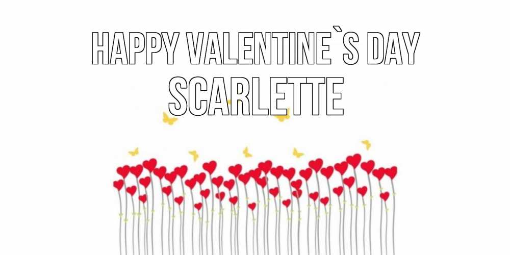 Greetings card с именем, Scarlette Happy Valentine`s Day шары много на палочках Greetings with text for free download 